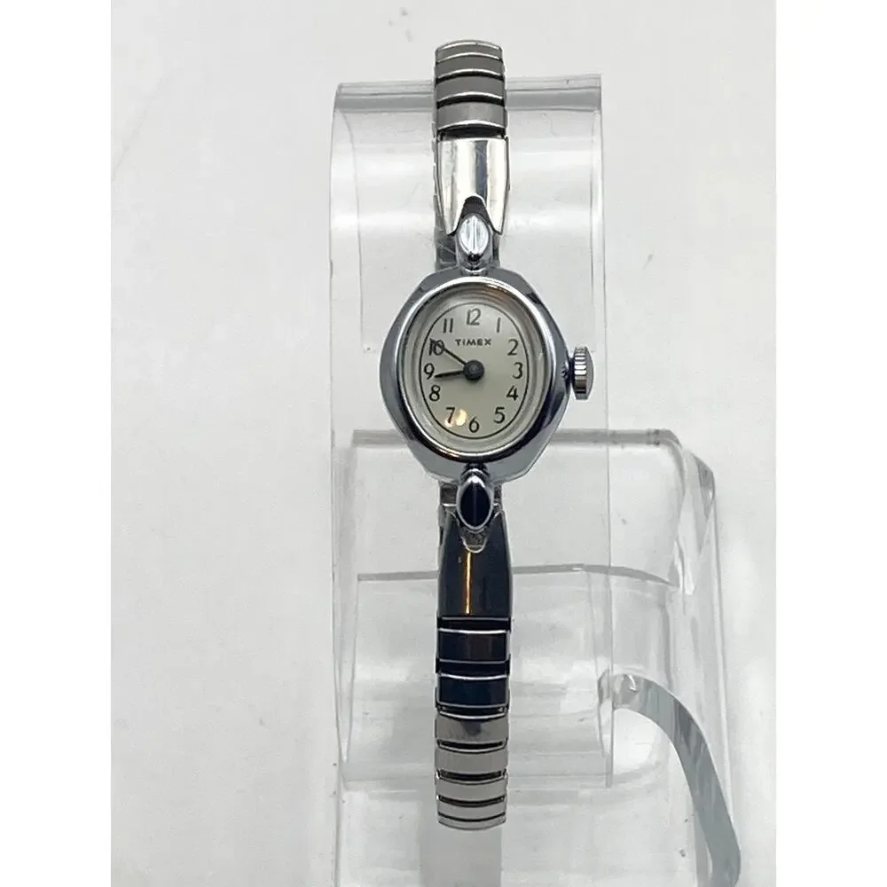 VTG Timex Mechanical Petite Dainty Oval Women's Watch 17mm Expansion Band